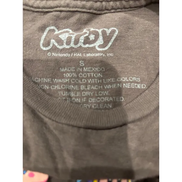 Kirby Nintendo T Shirt Brown Graphic Print Cartoon‎ Video Game Tee Sm - Image 3