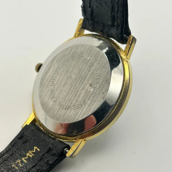 Geneva Gold-tone Black Dial & Leather Strap Minimalist Watch Working - Image 7