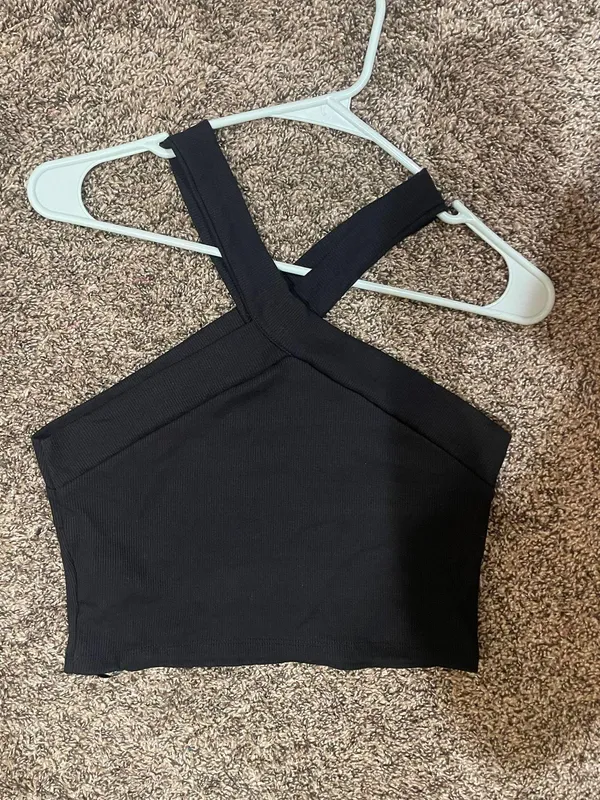 Black Cross Halter Top - Image 3