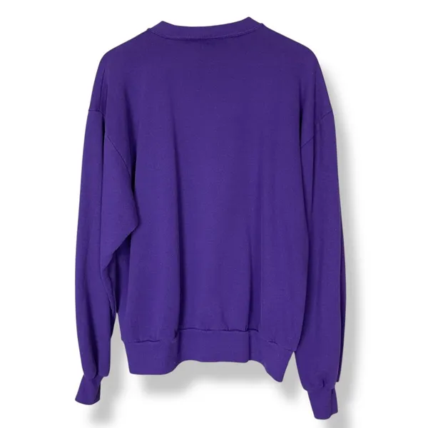 Vintage 90s Sweatshirt Seashells Glitter Gold‎ Ocean Women Size Large Purple Top - Image 3