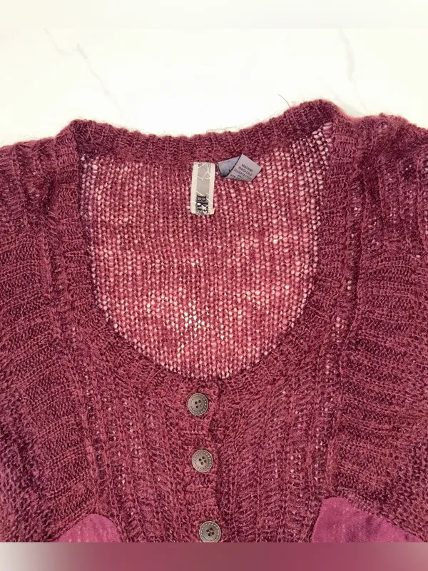 BKE Lace Mesh Floral Detail Mohair Blend Sweater Fairy - Size Medium - Image 5