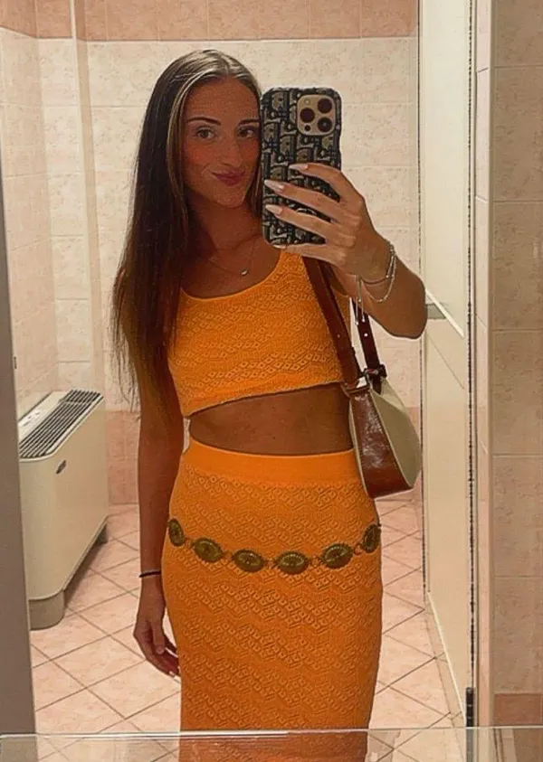 TJ Maxx Orange Lace Maxi Skirt Set - Image 4