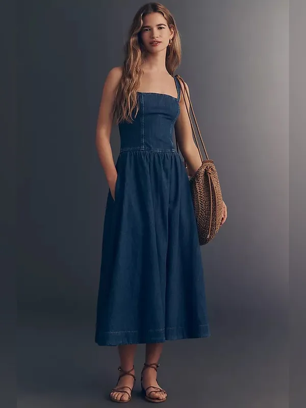 Reformation Janu Denim Midi Dress 10 - Image 8