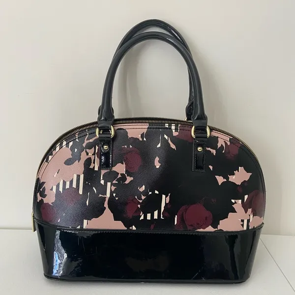 Anne Klein‎ women’s floral pink burgundy black gold hardware shoulder purse zip - Image 3