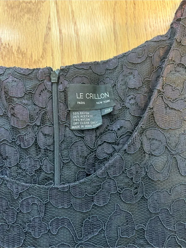 Vtg Le Crillon‎ Black Red Lace 2 Piece Dress Blazer Suit Set Size 10 Wedding - Image 10