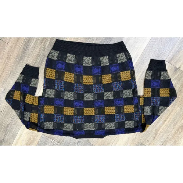City Streets Vintage Sweater XL Colorblock Geometric 90s Knit - Image 2