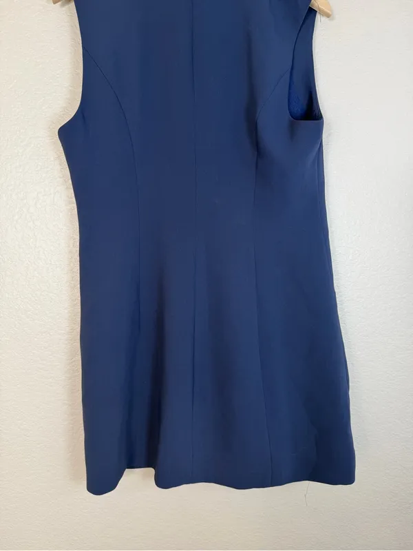 New Good American Luxe Suiting Sleeveless Blazer Dress Navy Blue Rinse Size 3 L - Image 11