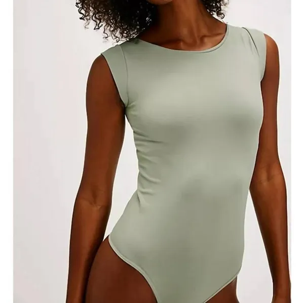 NWT Free People Clean Lines Boat Neck Bodysuit Color: Laurel Oak (ARMY) M/L - Image 7