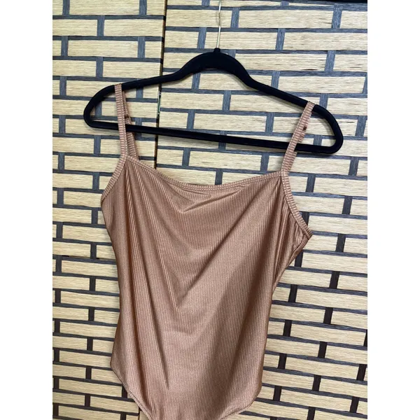 Aerie‎ Brown Ribbed Full Coverage One Piece Swimsuit Size Large - Image 3