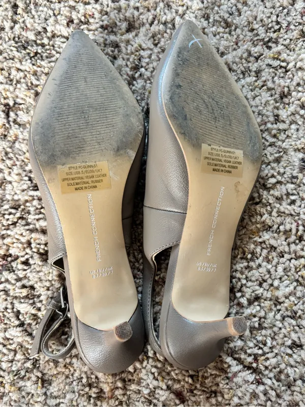 French Connection Taupe Pointed-Toe Slingback Kitten Heels - Image 6