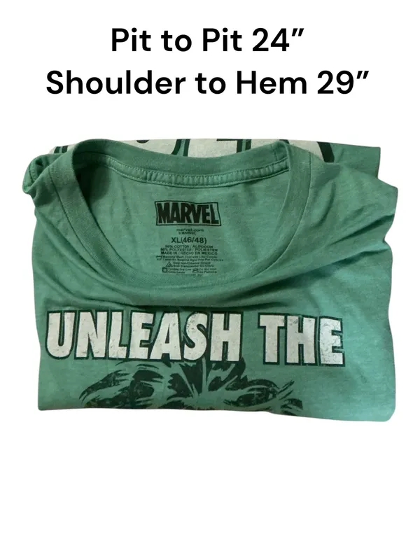 Marvel The Incredible Hulk T-Shirt Mens XL Green Unleash The Hulk Graphic Tee - Image 3