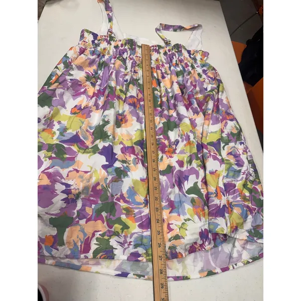 And The Why Floral Smocked Back Mini Dress Romper Skort Purple Orange 1XL NWT - Image 7