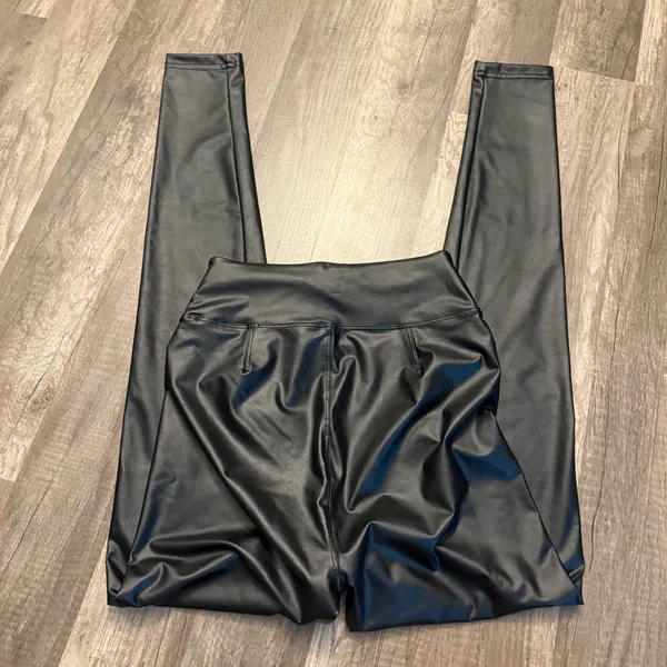 Offline by Aerie Faux Leather Leggings Black High Rise Size S/P NWT - Image 3