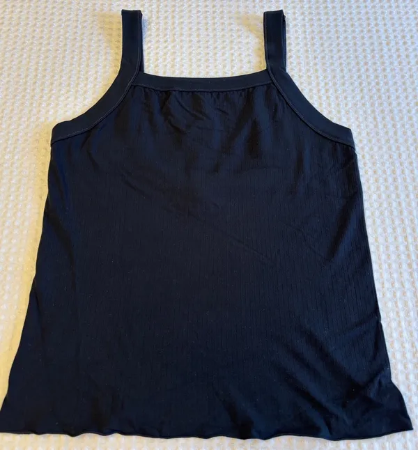 NEW! Free People BLACK So Soft Seamless Modal Cami Thick Strap Ribbed Tank M/L - Image 3