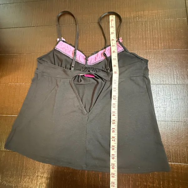 Betsey‎ Johnson Intimates Black Pink Lace Trim Camisole Baby Doll Bra Top Medium - Image 8