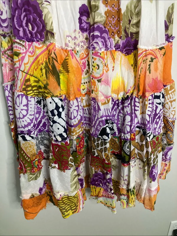 No Boundaries Patchwork Maxi Skirt - Purple, Orange, White - Image 5