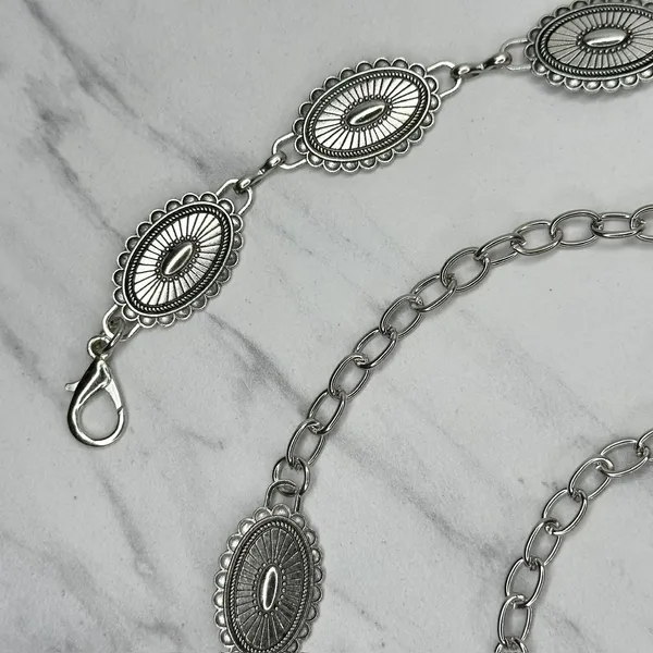 Western Concho Silver Chain Belt One Size (OS) ✨ - Image 3