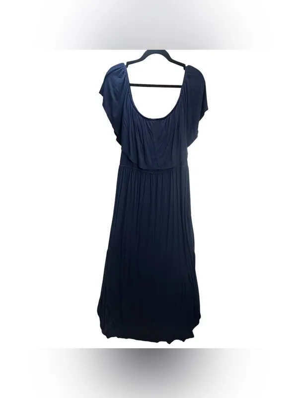 Sweet Lovely by Jen Navy Blue Maxi Dress 1XL Flutter Sleeve Stretch Boho - Image 4