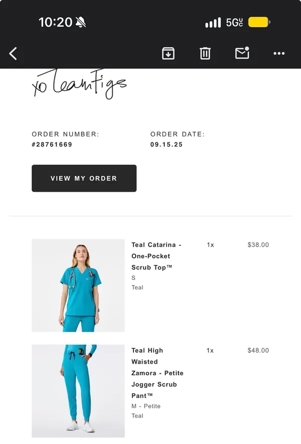 FIGS teal scrub set Catarina top & joggers - Image 3
