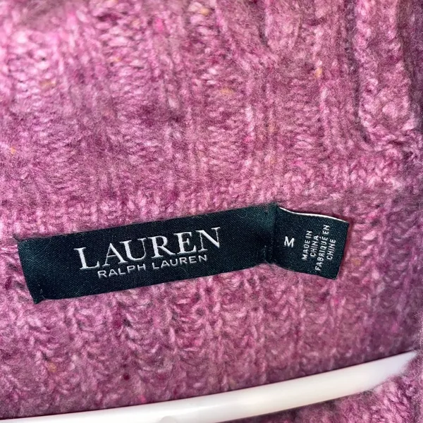Lauren Ralph lauren wool alpaca Knit Sweater Pink purple cowle Neck relaxed fit - Image 4