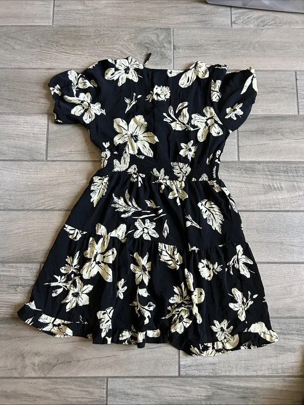 Women's Black Floral Mini Dress - Image 4