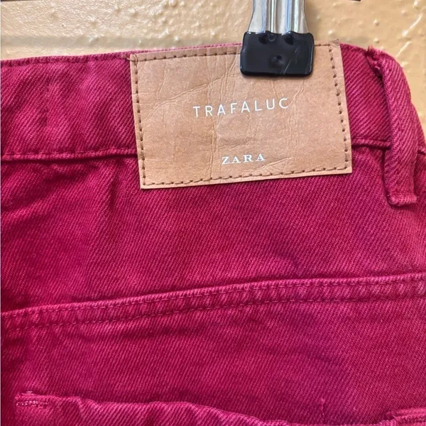 Zara Trafaluc Mom Fit Jeans Magenta Pink High Waisted Tapered Denim Size 00 NEW - Image 2
