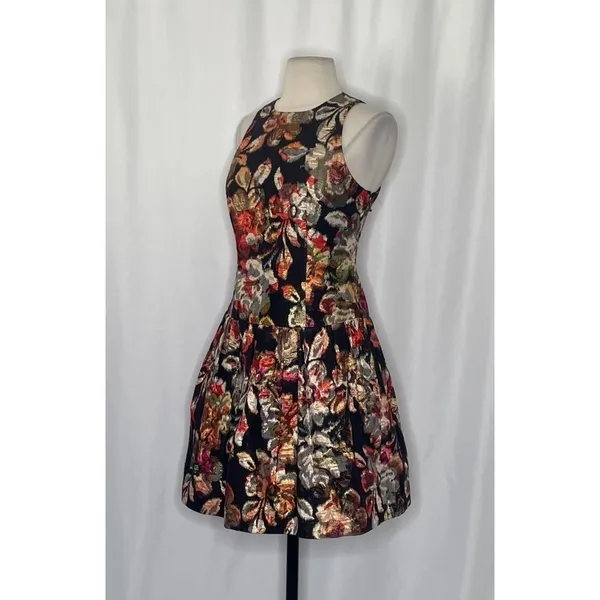 Anthropologie LEIFSDOTTIR Adelita Floral Brocade Metallic‎ Dress Party Size 2 - Image 5