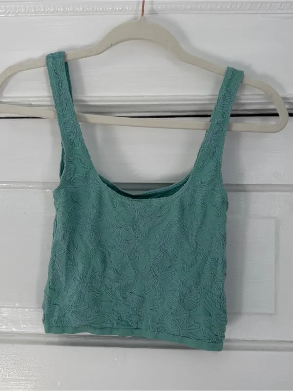 Anthropologie Mint Textured Floral Tank - Image 3