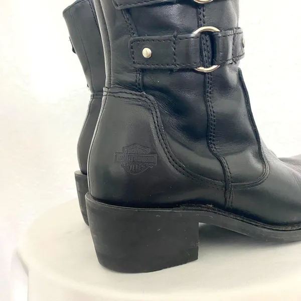 Harley-Davidson Piper double harness buckle moto riding boots Black Leather 6.5 - Image 3