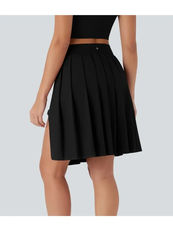 Halara Breezeful Pleated 2-in-1 Buckle Skirt Pocket-Longer Length Black L - Image 2