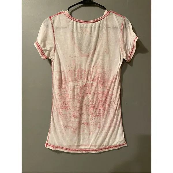 Campus Heritage Red Burnout V Neck Short Sleeve Oklahoma Sooners OU Size S - Image 2