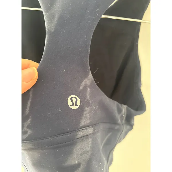 Lululemon Invigorate Training Bra Navy Blue Marble Print High Neck‎ Racerback 8 - Image 3
