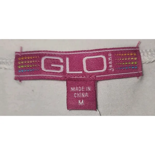 GLO Jeans Corset Top‎ White Black Short Sleeve Hook Eye Closure Size M - Image 3