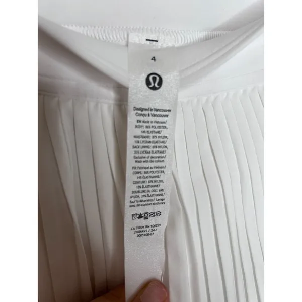 Lululemon High-Rise Pleated Tennis Skirt White Size 4 NWT - Image 6