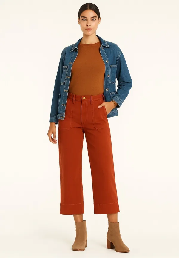Roller Rabbit Elle Terra Cotta Cropped Wide Leg Pants Size 10 NWT - Image 7