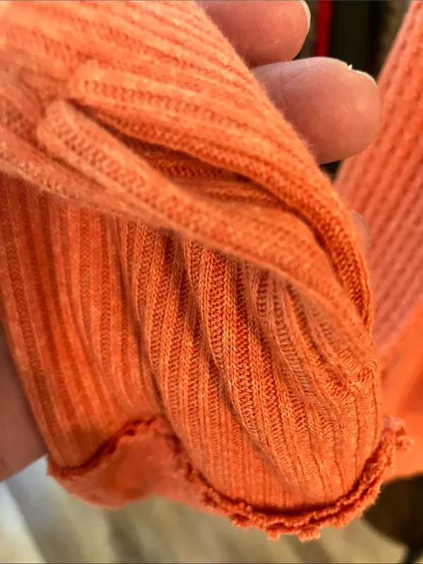 We The Free Off-the-Shoulder Oversized coral waffle knit Sweater - Image 6