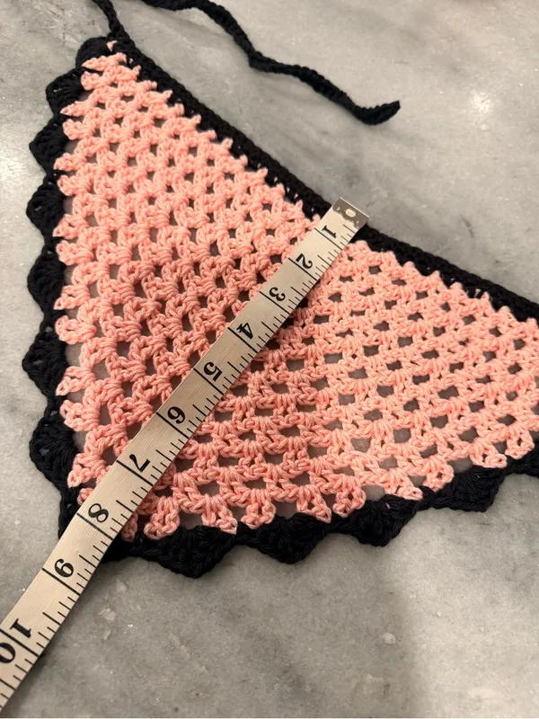 Handmade Crochet Bandana Head Scarf Cotton Boho Triangle Wrap Fest Cottagecore - Image 4