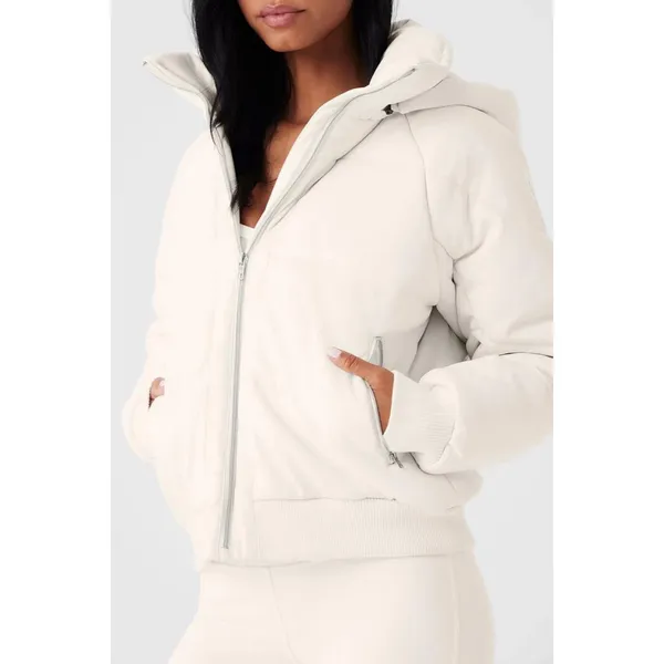 Alo Yoga Faux Leather Boss Puffer Ivory S - Image 3