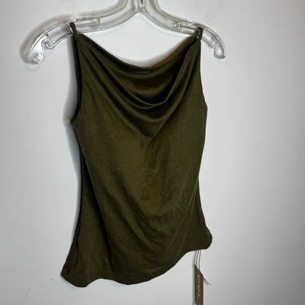 OGL Olive Green Stretch Linen Cowl Neck Tank Top Size S New - Image 2