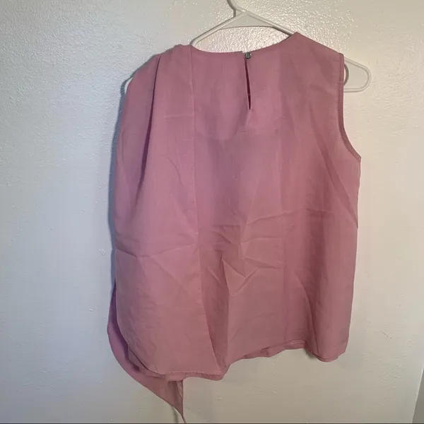 Adela Women's Sleeveless Blouse Crewneck Pleated Bow Shoulder Pink Purple - Image 8
