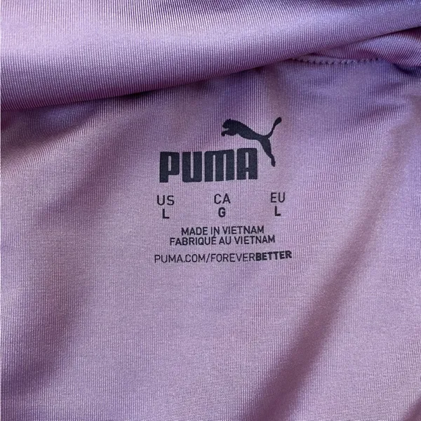 Puma Crop Top Womens Large Pink White Spell Out Logo Training Strong Gym Pilates - Image 5