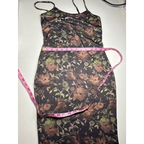 ROMWE Floral Lace Hem Maxi Slip Dress XS 90s Vintage Grunge Academia Cottagecore - Image 7