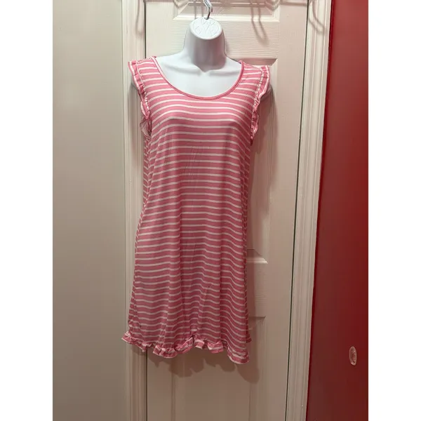 Draper‎ James Pajama Set Women Pink Striped Robe Nightgown S - Image 4