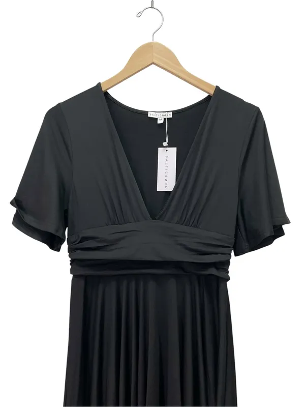 NWT Baltic Born Janette Midi Dress Size Medium Black Flutter Sleeve Ruched Waist - Image 5