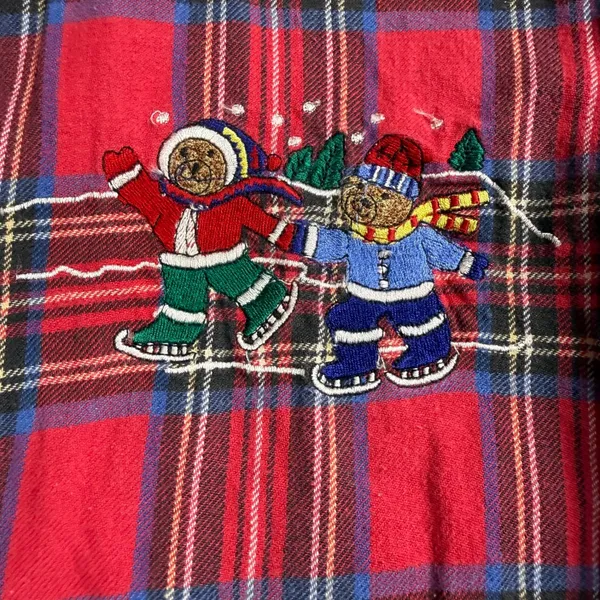 Nutcracker Flannel Shirt Womens 18W Red Plaid‎ Embroidered Winter Bears Holiday - Image 2