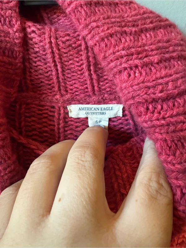 American Eagle Cable Knit Turtleneck Sweater Women’s Small Pink - Image 6