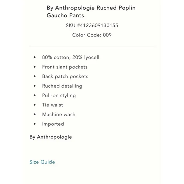 Anthropologie Ruched Poplin Gaucho Pants - Image 5