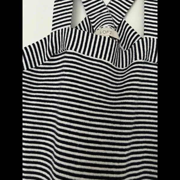 Loft Black and White Stripe Sweater Tank Medium - Image 2