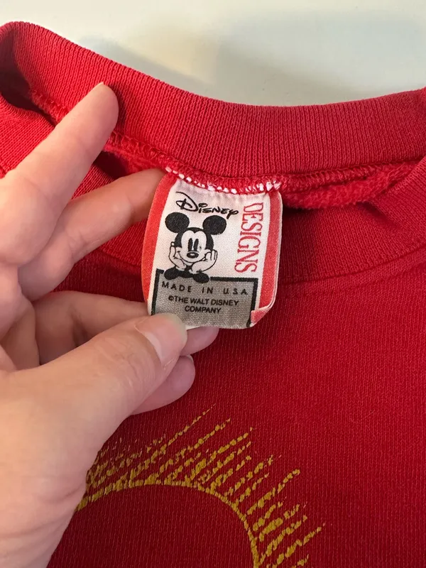 Vintage 90s USA Disney Designs Red Sweatshirt Mickey Mouse Cotton Blend Size S/M - Image 7