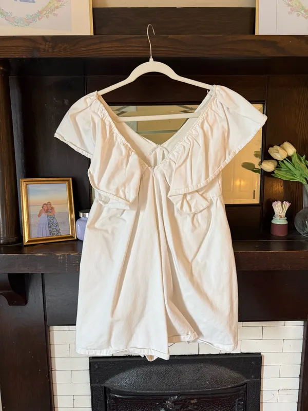 White Denim Romper - Image 2